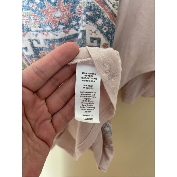 Project Social T Shirt Women's Large Pink Short Sleeve Boat Neck Boho - Picture 5 of 5